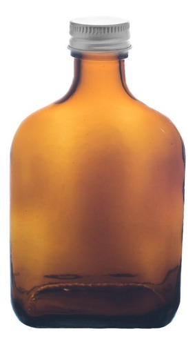 Petaca Botella Vidrio Ambar 200 Cc Con Tapa Rosca X 24 Unid