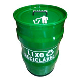 Lixeira Metalica Tambor Lixo Reciclavel Tonel 50lt