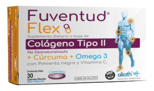 Fuventud Flex Colageno Tipo I I + Curcuma + Omega X 30 Caps