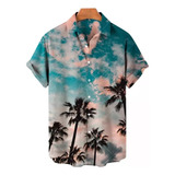 Camiseta De Manga Corta De Estilo Hawaiano Para Hombre