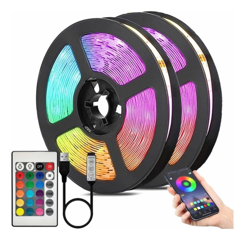 Cinta Luz Led Rgb 5050 Multicolor 5mts Control Bluetooth 