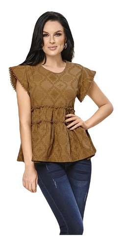 Blusa Tabaco Tipo Artesanal Algodón Gruesa Cklass 977-21