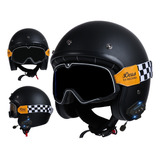 Medio Casco 3/4 Bluetooth Moto Retro Certificado 3c