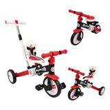 Triciclo Para Niños 4 En 1 Bicicleta De Equilibrio Y Balance Color Rojo