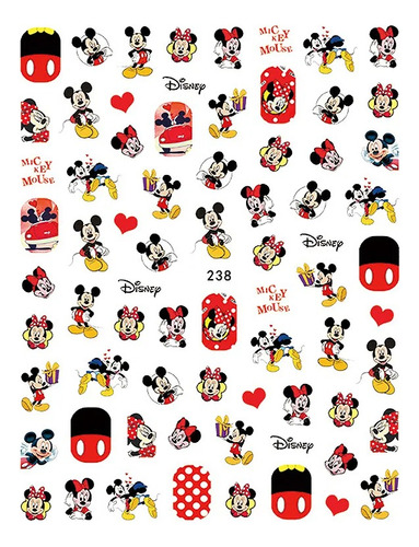 Láminas De Sticker Para Uñas X 2 Un Dibujos Animados Disney 