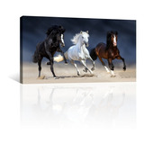 Cuadro Decorativo Animales Canvas Tres Caballos Corriendo