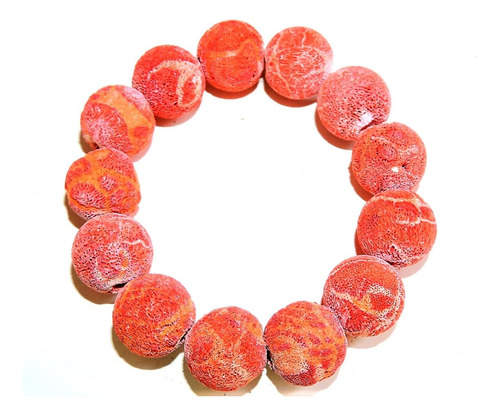 Pulsera Piedra Coral Espuma 14 Mm Rojo