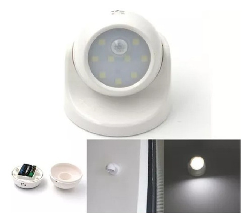 Lampara Luz 10 Led Orientable Sensor De Movimiento A Pila