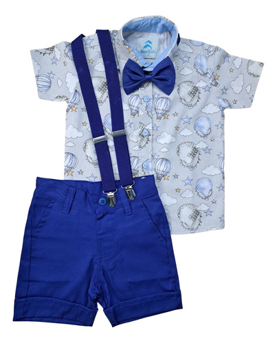 Conjunto Infantil Blue Kids Balões Brinquedos Bebê Menino.