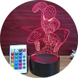 Lámpara 3d Spider Man Más Control Remoto Rgb Marvel Avengers