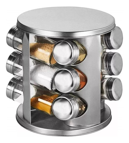 Especiero Condimentero Giratorio X12 Acero Inox Cuad O Redon