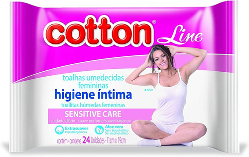 Toalha Umedecidas Higiene Intima Feminina 24 Un Cotton Line