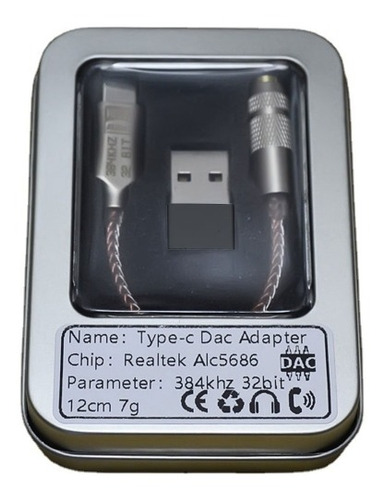 Adaptador De Audífonos Alc5686 Usb C Dac 32bit/386khz Hifi