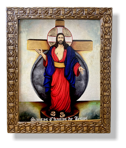 Quadro Santa Chagas Jesus Decorativo Parede Resinado 25x30