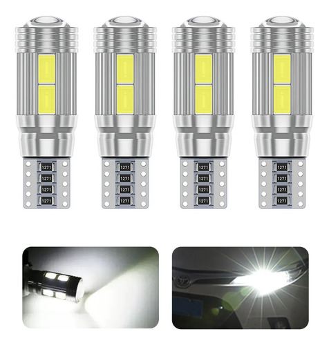 4 Faros Led T10 W5w Carro Canbus Pellizco Sin Error Focos