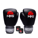 Kit Luva Boxe Muay Thai Prospect Mks Pto/pta + Bandagem Pta