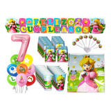 Kit Decoracion Mario Bros Princesa Peach X24 Niños + Bombas