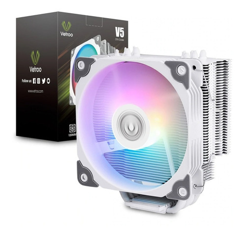 Disipador Vetroo V5 White 120mm Intel Y Amd Vt-cpu-v5-wt