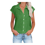 Blusa R Para Mujer, Camisa Moderna Con Botones Lisos, V-ne