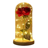 Luminária Led Rosa Com Cúpula De Vidro A Bela E A Fera 27cm