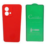 Estuche Silicone Case Para Motorola G84 Y Vidrio Ceramico