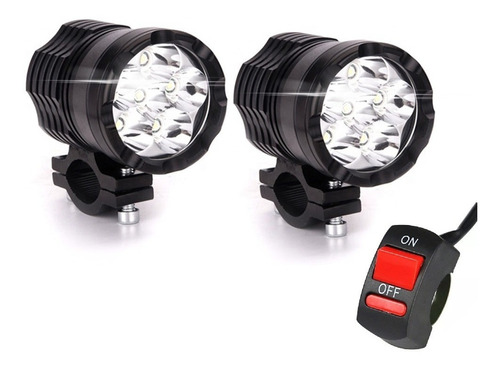 Kit Faros Auxiliar Led Cree U21 6 Leds Moto+ Switch- Xp Moto