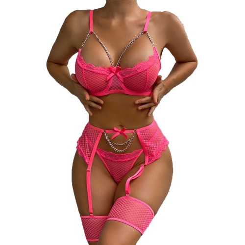 Lencería Sexy Mujer Babydoll Conjunto Brasier Bragas Liguero