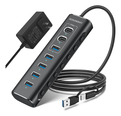 Concentrador Usb Alimentado, Concentrador Usb 3.2/usb C De 7