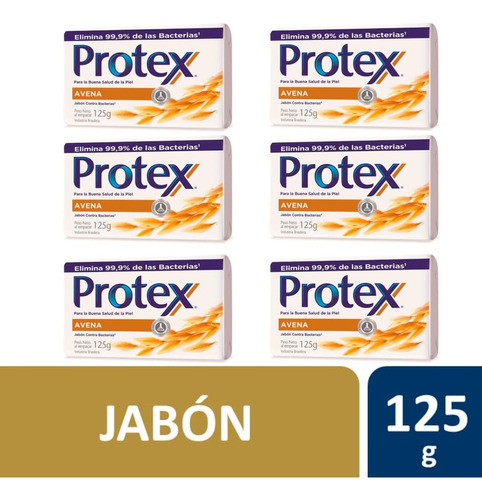 Protex 6pack Jabón Antibacterial Avena 6x125gramos 