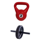 Rueda Abdominales Doble Ab Wheels + Pesa Rusa 2kg