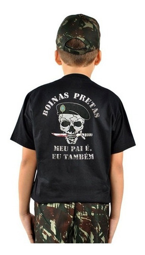 Camiseta Infantil Estampada Boinas Pretas - Loja Oficial