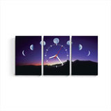 Reloj De Pared Moderno Lunas Cuadro Triptico Fases Lunares