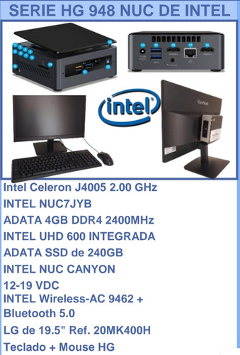 Computador Mesa Intel Nuc Dual Core J4005.