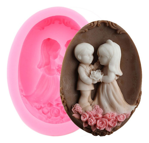 1pcs Molde De Silicona Boda Niño Y Niña Fondant Pasta Resina