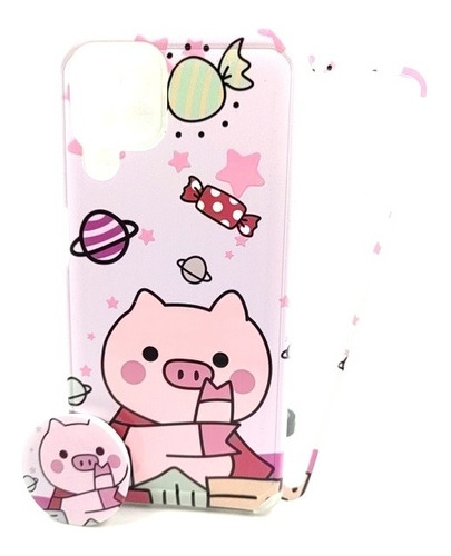 Case Cerdito + Mica Cristal Para Samsung M32 / A22 4g