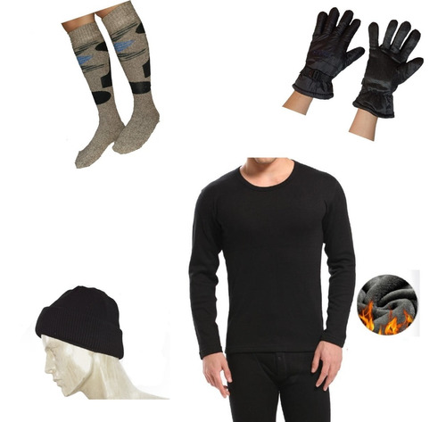 Equipo Termico Hombre Calza+camiseta+gorro+medias+guantes