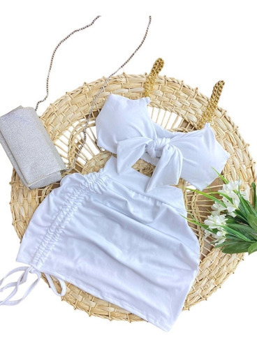 Conjunto Feminino Saia Justa E Cropped Top Com Bojo Alma