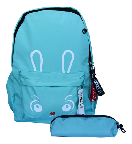 Mochila Juvenil Kawaii Con Cara De Conejo + Estuche