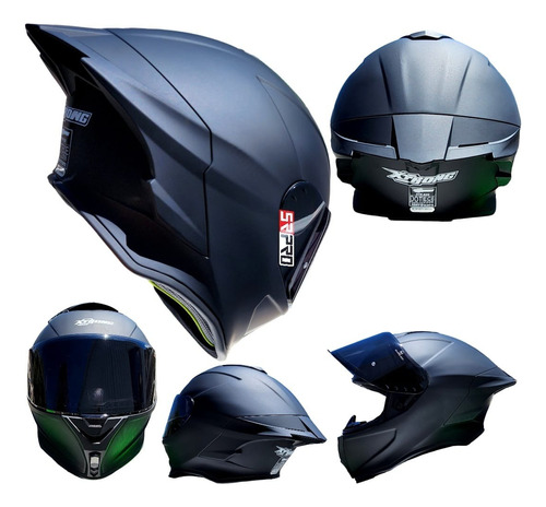 Casco Para Motociclista Biker Deportivo Xtrong Negro Mate 