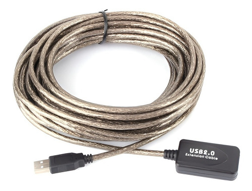 Cable Extensor Alargue Usb Macho - Usb Hembra 10 Metros Amitosai Mts-extusb1000 Color Gris Cobre