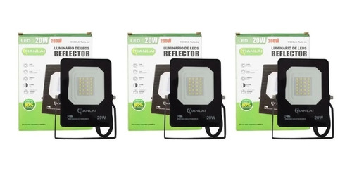 3 Pz Reflector Led Slim 20w Ultra Delgado Luz Blanca T3259