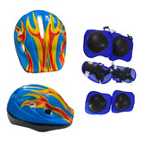 Kit De Proteção Infantil Para Skate Patins Chamas Coloridas