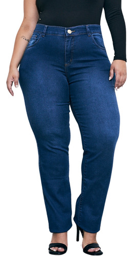 Pantalon Jeans Mujer Clasico Rectos Talles Grandes Tiro Alto