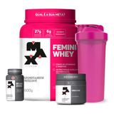 Combo Mulher Whey Protein + Bcaa + Creatina Max Titanium