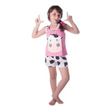 Pijama Infantil Estampas De Bichinhos Verão Curto Feminino 