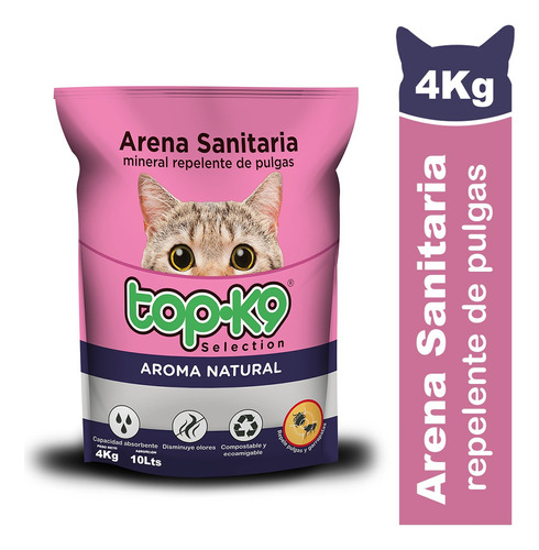 Arena Sanitaria Top-k9 Repelente De Pulgas 4kg X 4kg De Peso Neto