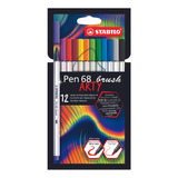 Caneta Hidrográfica Stabilo Pen 68 Brush Arty 12 Cores