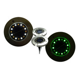 2 Estacas Solar Jardin 16 Led Verde Blanco P/ Patio Exterior