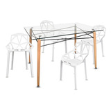 Comedor Mesa Moderna Eames Estructura + 4 Sillas Magis Chair