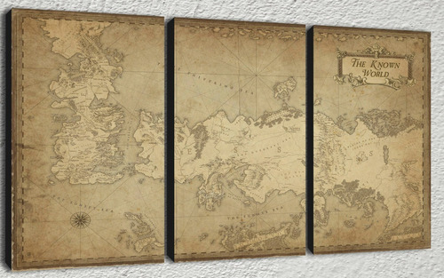 Cuadros Modernos Tripticos Mapa Game Of Thrones 90x57 Cm A01